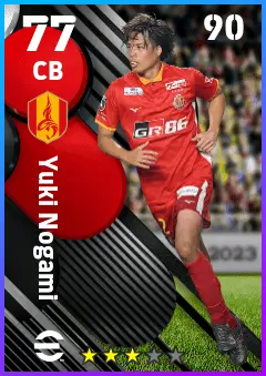 Yuki Nogami eFootball 2026 player card — 77 OVR CB