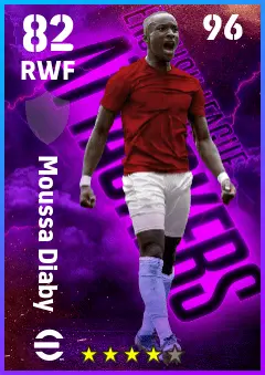 Moussa Diaby eFootball 2026 player card — 82 OVR RWF