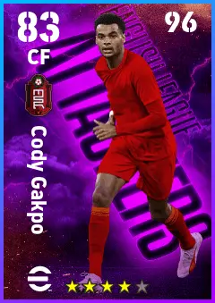 Cody Gakpo eFootball 2026 player card — 83 OVR CF