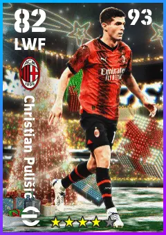 Christian Pulisic eFootball 2026 player card — 82 OVR LWF