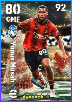 Yunus Musah eFootball 2026 player card — 80 OVR CMF