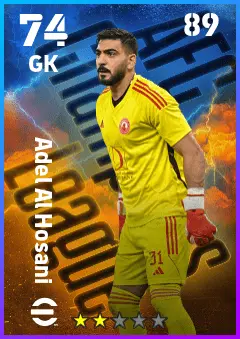 Adel Al Hosani eFootball 2026 player card — 74 OVR GK
