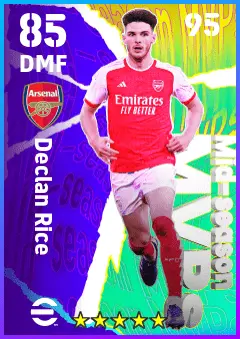 Declan Rice eFootball 2026 player card — 85 OVR DMF