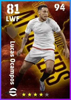 Lucas Ocampos eFootball 2026 player card — 81 OVR LWF
