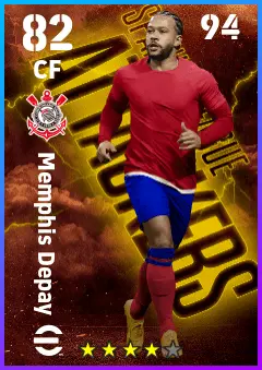 Memphis Depay eFootball 2026 player card — 82 OVR CF