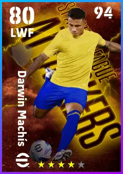 Darwin Machis eFootball 2026 player card — 80 OVR LWF