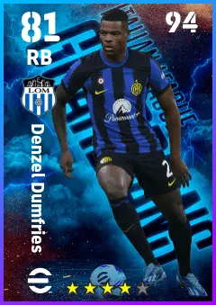 Denzel Dumfries eFootball 2026 player card — 81 OVR RB