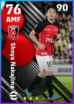 Shoya Nakajima eFootball 2026 player card — 76 OVR AMF