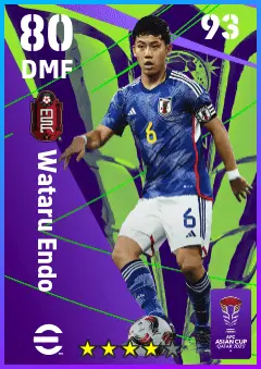 Wataru Endo eFootball 2026 player card — 80 OVR DMF