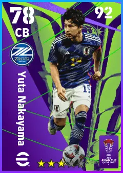 Yuta Nakayama eFootball 2026 player card — 78 OVR CB