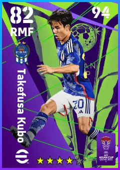 Takefusa Kubo eFootball 2026 player card — 82 OVR RMF