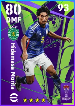 Hidemasa Morita eFootball 2026 player card — 80 OVR DMF