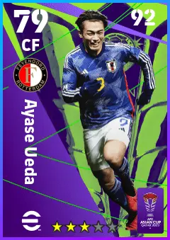Ayase Ueda eFootball 2026 player card — 79 OVR CF