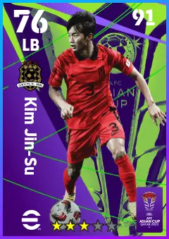 Kim Jin-Su eFootball 2026 player card — 76 OVR LB