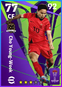 Cho Young-Wook eFootball 2026 player card — 77 OVR CF