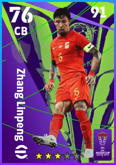Zhang Linpeng eFootball 2026 player card — 76 OVR CB