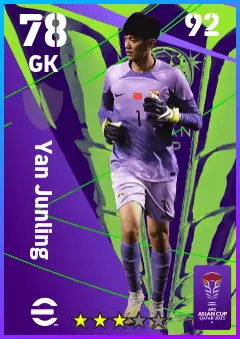 Yan Junling eFootball 2026 player card — 78 OVR GK