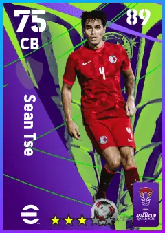 Sean Tse eFootball 2026 player card — 75 OVR CB