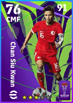 Chan Siu Kwan eFootball 2026 player card — 76 OVR CMF