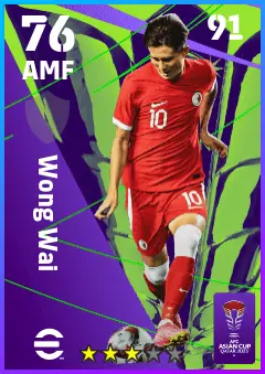 Wong Wai eFootball 2026 player card — 76 OVR AMF