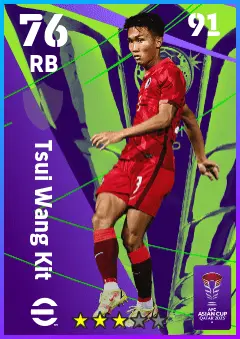 Tsui Wang Kit eFootball 2026 player card — 76 OVR RB