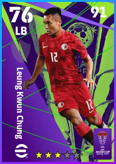 Leung Kwun Chung eFootball 2026 player card — 76 OVR LB