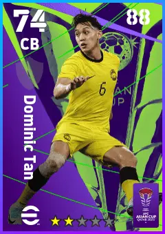 Dominic Tan eFootball 2026 player card — 74 OVR CB