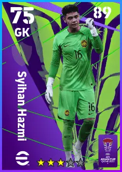 Syihan Hazmi eFootball 2026 player card — 75 OVR GK