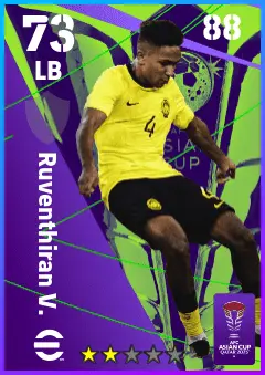 Ruventhiran V. eFootball 2026 player card — 73 OVR LB