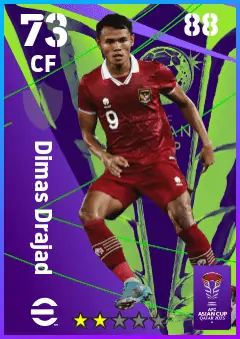 Dimas Drajad eFootball 2026 player card — 73 OVR CF