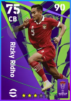 Rizky Ridho eFootball 2026 player card — 75 OVR CB