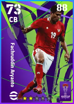 Fachruddin Aryanto eFootball 2026 player card — 73 OVR CB