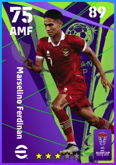 Marselino Ferdinan eFootball 2026 player card — 75 OVR AMF