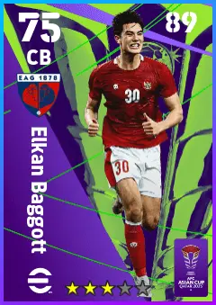 Elkan Baggott eFootball 2026 player card — 75 OVR CB