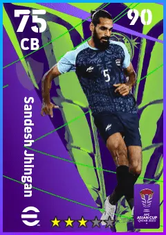 Sandesh Jhingan eFootball 2026 player card — 75 OVR CB