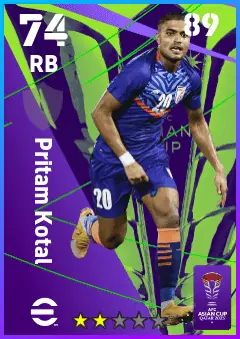 Pritam Kotal eFootball 2026 player card — 74 OVR RB