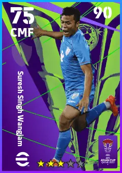 Suresh Singh Wangjam eFootball 2026 player card — 75 OVR CMF