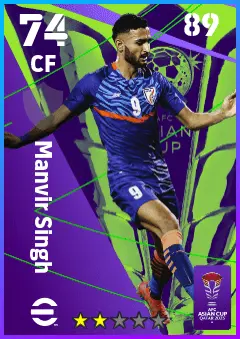 Manvir Singh eFootball 2026 player card — 74 OVR CF