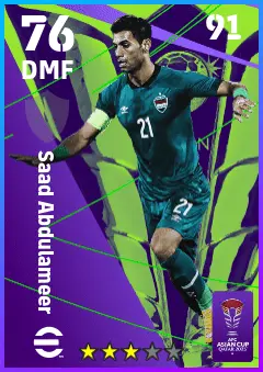 Saad Abdul Ameer eFootball 2026 player card — 76 OVR DMF