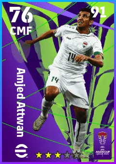 Amjed Attwan eFootball 2026 player card — 76 OVR CMF