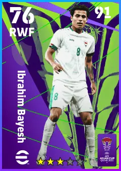 Ibrahim Bayesh eFootball 2026 player card — 76 OVR RWF