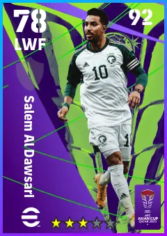Salem Al Dawsari eFootball 2026 player card — 78 OVR LWF