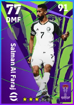 Salman Al Faraj eFootball 2026 player card — 77 OVR DMF