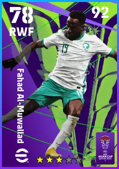 Fahad Al-Muwallad eFootball 2026 player card — 78 OVR RWF