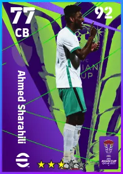 Ahmed Sharahili eFootball 2026 player card — 77 OVR CB