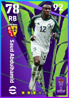 Saud Abdulhamid eFootball 2026 player card — 78 OVR RB