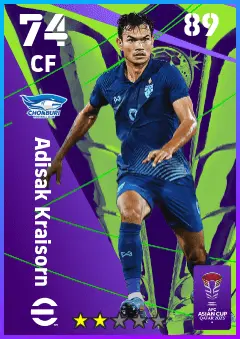 Adisak Kraisorn eFootball 2026 player card — 74 OVR CF
