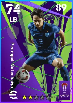 Peerapat Notechaiya eFootball 2026 player card — 74 OVR LB