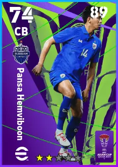 Pansa Hemviboon eFootball 2026 player card — 74 OVR CB