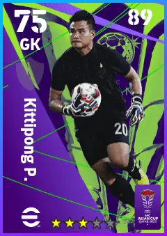 Kittipong P. eFootball 2026 player card — 75 OVR GK